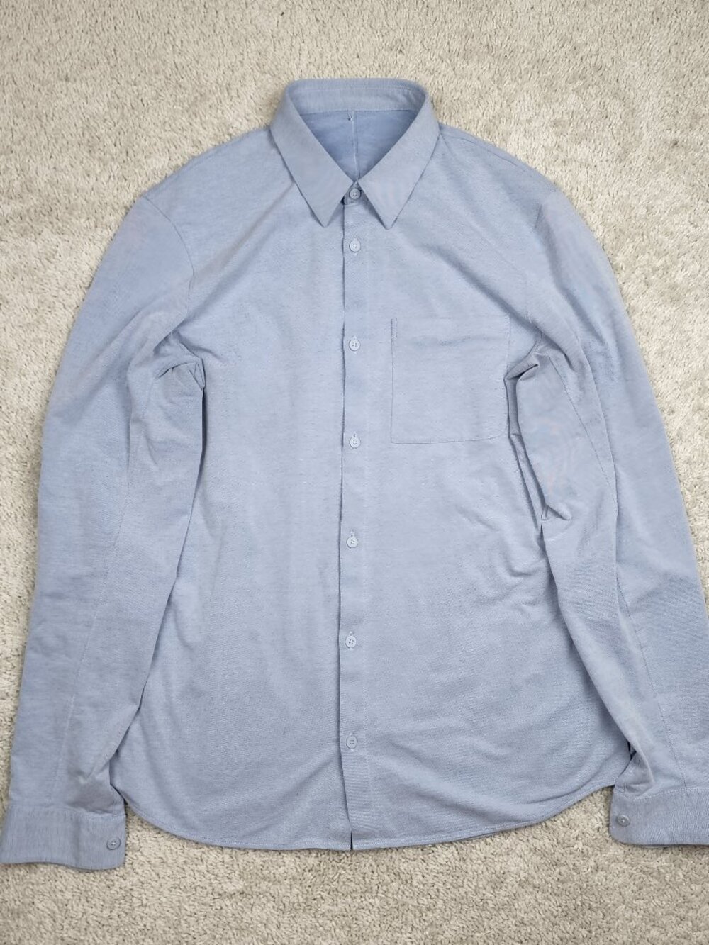 Lululemon Men’s Commission Long Sleeve Shirt Pocket Light Blue Stretch Medium M